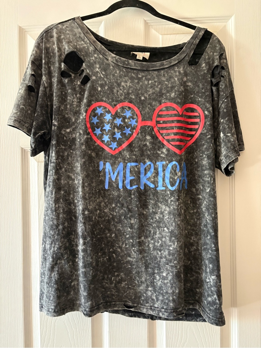 BiBi Black Mineral-Wash 'Merica Heart Sunglasses Tee